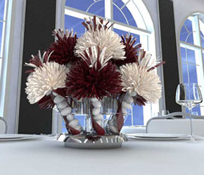 Burgundy and White Centerpiece