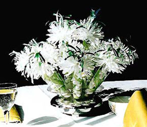 White and Silver Anniversary Centerpiece