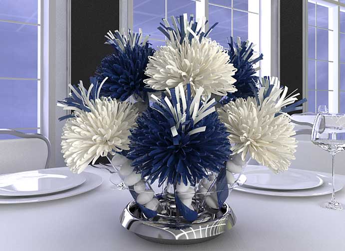 Wanderfuls Royal Blue and White Bar Mitzvah Centerpieces