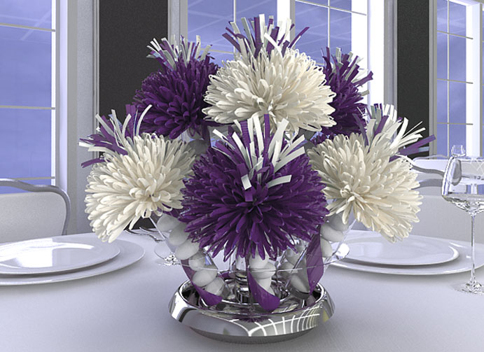 Purple and White Quinceañera Centerpieces