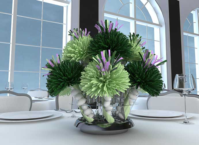 Green and Purple Sweet 16 Centerpieces