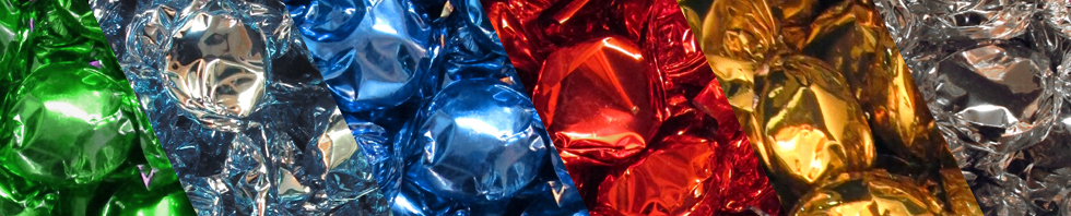 Green Foil-Wrapped Candies, Light Blue Foil-Wrapped Candies, Blue Foil-Wrapped Candies, Red Foil-Wrapped Candies, Gold Foil-Wrapped Candies, Silver Foil-Wrapped Candies