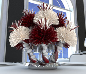 Burgundy and White Centerpiece