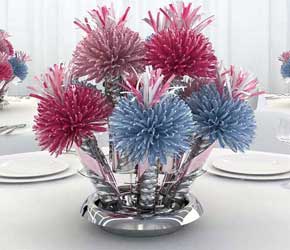 Pink and Baby Blue Personalized Shower Centerpieces