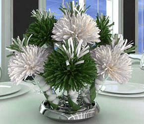 Green And White Centerpiece For Alex’s Graduation Party.
