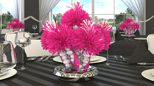 Hot Pink And White Wanderfuls Centerpiece For Magda’s Bat Mitzvah Party.