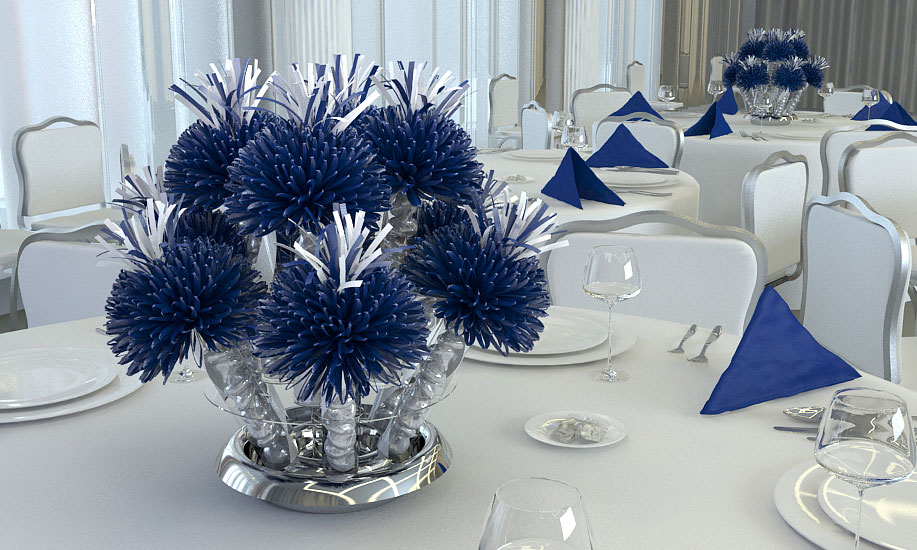 Navy Blue And White Wanderfuls Centerpiece For Katy’s Graduation Party.