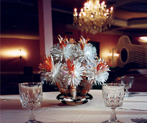 White And Orange Centerpieces By Wanderfuls For Joan And Shaun’s Anniversary Party.