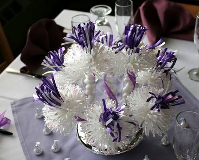 White And Purple Centerpiece For Tammy’s Baby Shower.